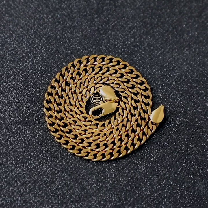 5mm Stainless Steel Cuban Chain in Gold