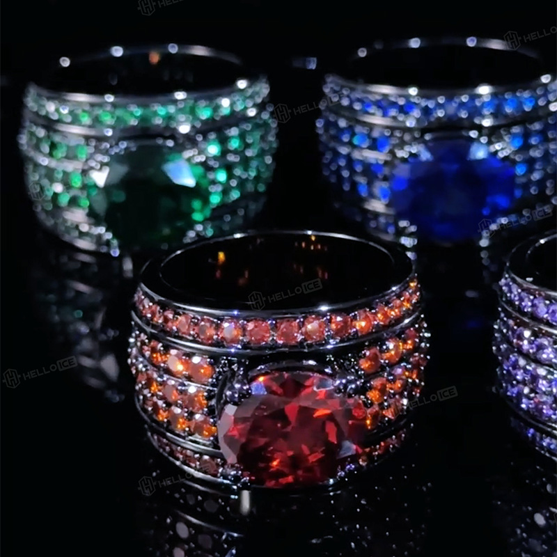 Iced Ring in Black Gold Plating