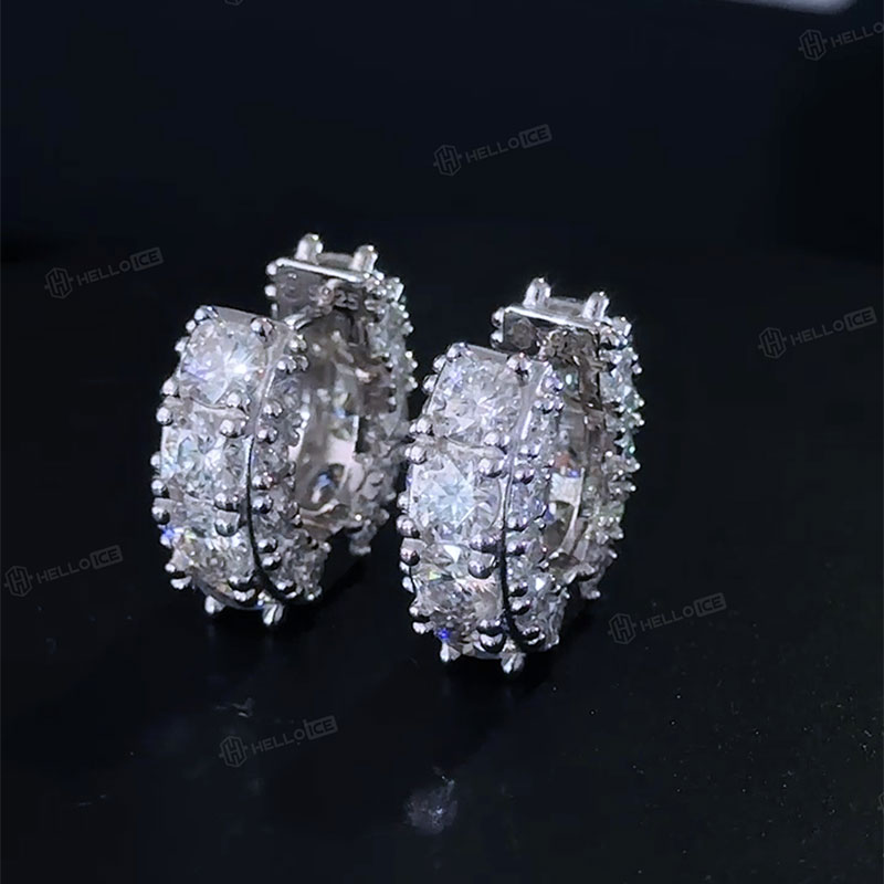 925 Silver & VVS1 Moissanite Hoop Earrings In White Gold