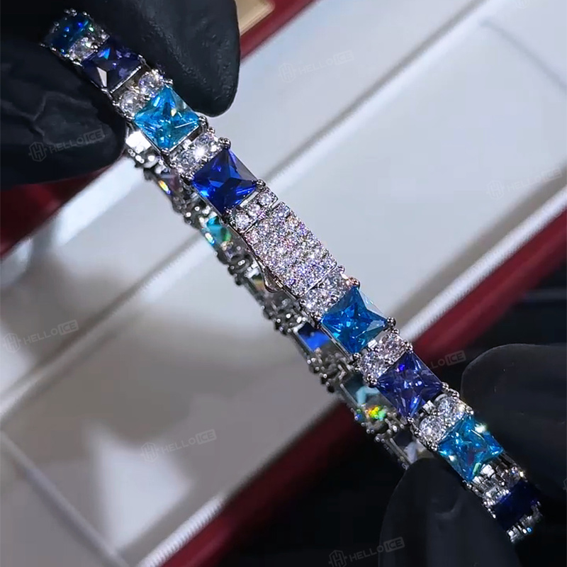 Iced Out Princess Cut Blue & Purple Tennis Bracelet