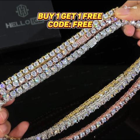6.5mm Iced Out Sides Tennis Chain