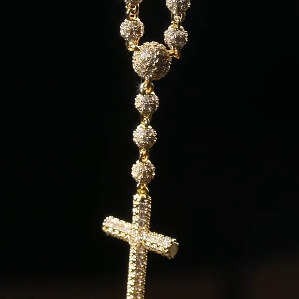 Iced Out Beads Cross Necklace