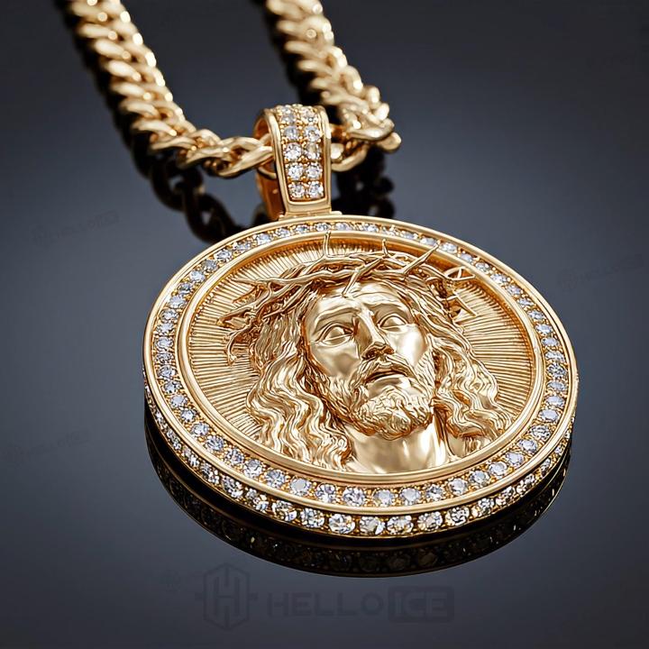 Iced Out Jesus Round Pendant