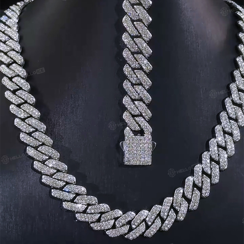 14mm Iced Out Miami Cuban Chain and Bracelet Set