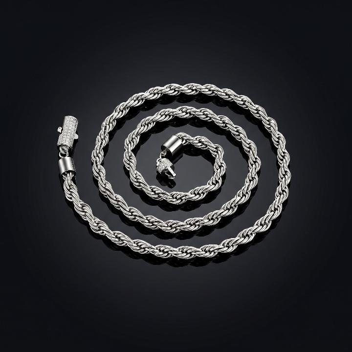 6mm Iced Clasp Rope Chain