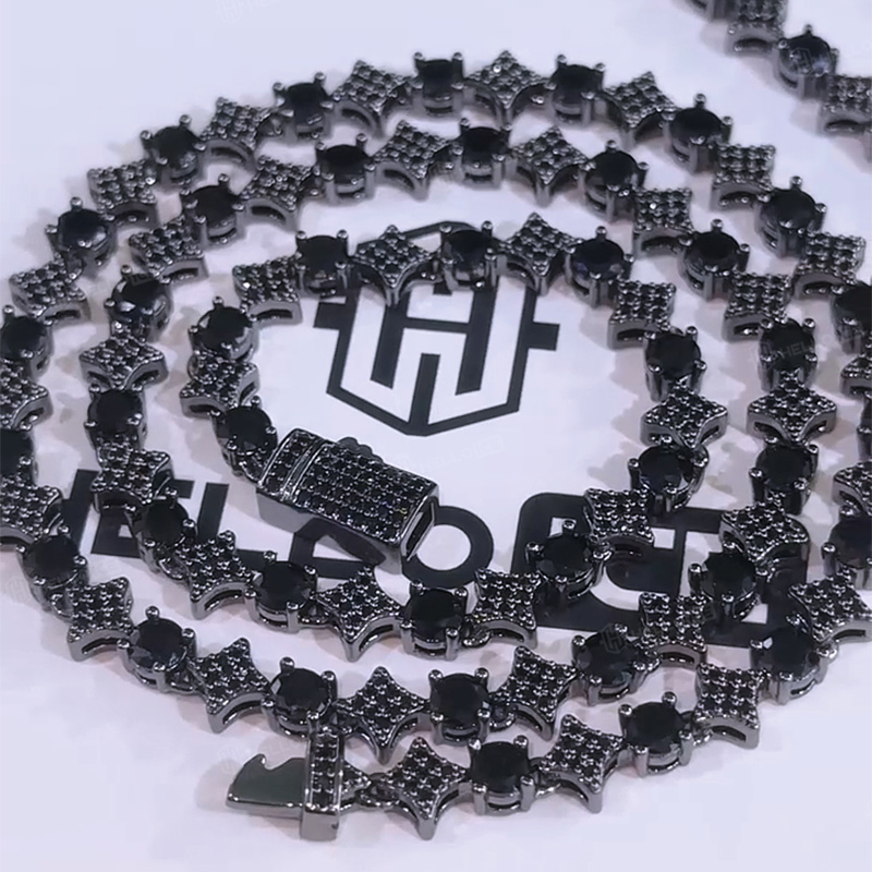 Iced Out Black Star Tennis Chain