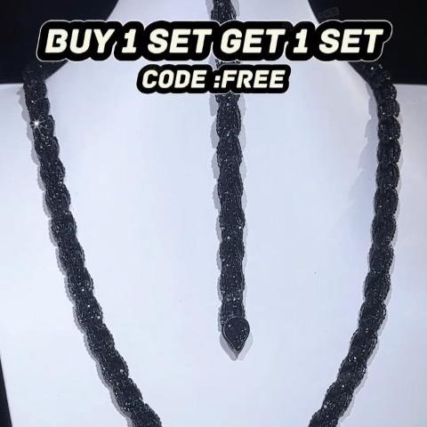 9mm Black Iced Out Rope Chain and Bracelet Set