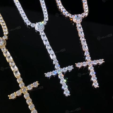 5mm Iced Out Cross Tennis Necklace