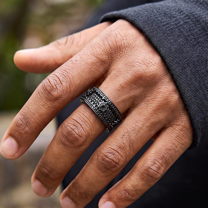 Iced Out Black Gear Spinner Fidget Ring